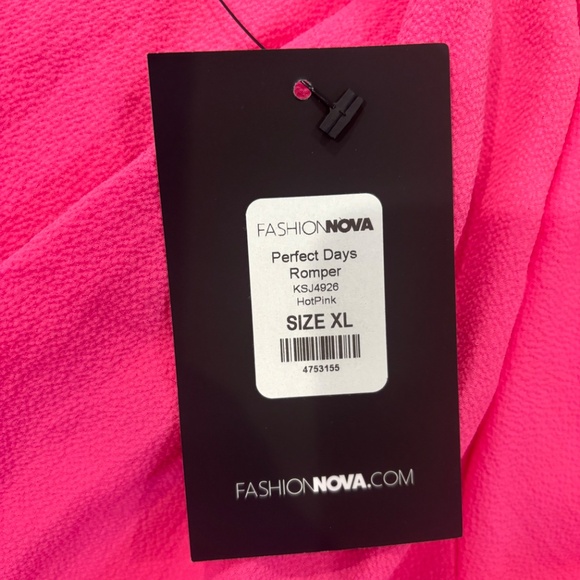 NWT- Hot Pink Fashion Nova Romper, with side cut outs - Picture 2 of 3